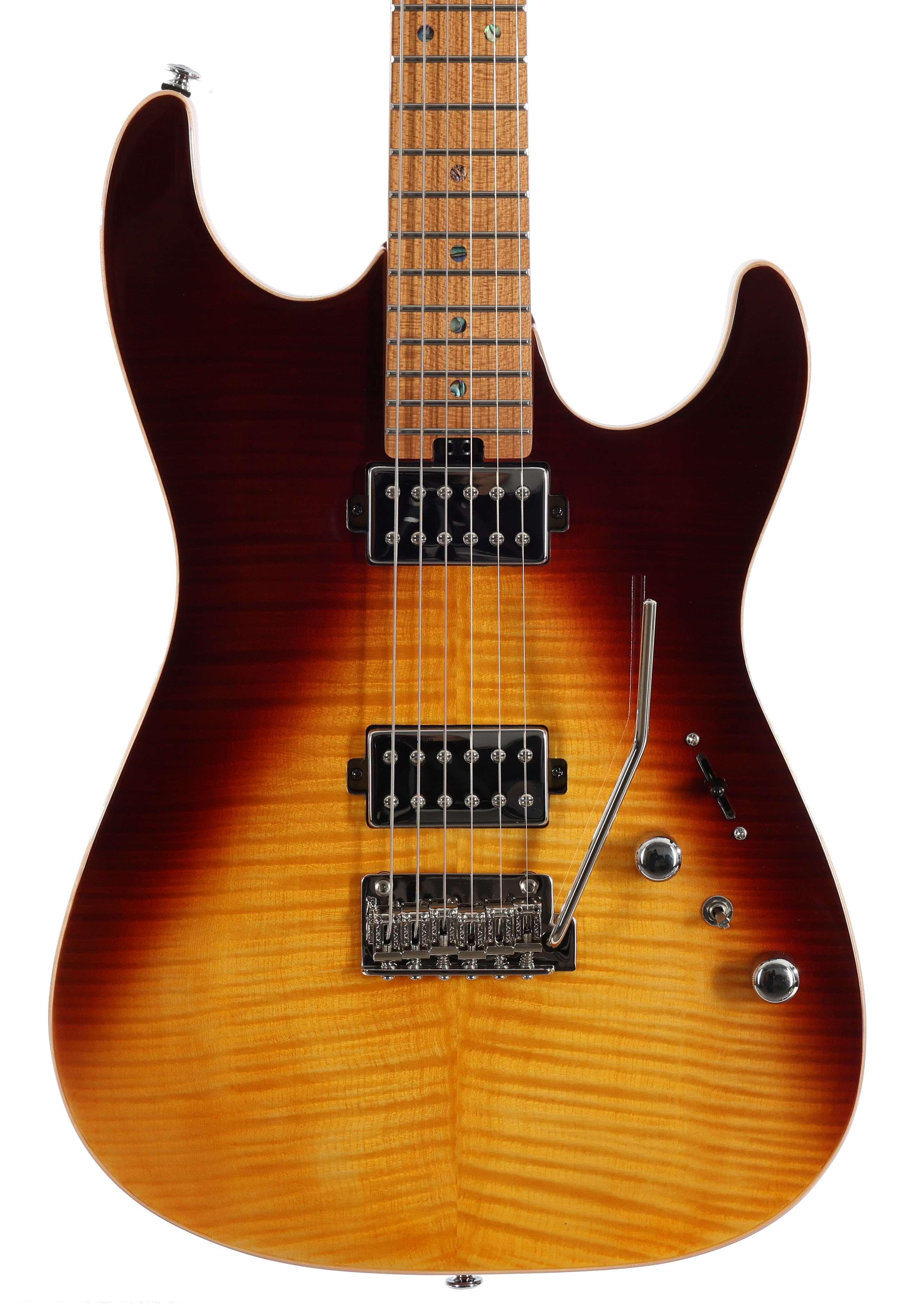 Soloking MS-1 Custom Electric Guitar with Flame Maple Top in Fire